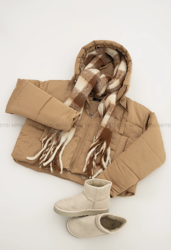 کاپشن کوتاه کتان کج راه کد1004769